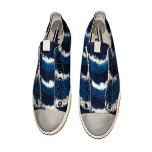John Varvatos BootLeg Tie-Dye Slip-On Sneakers 11M Blue White No Laces